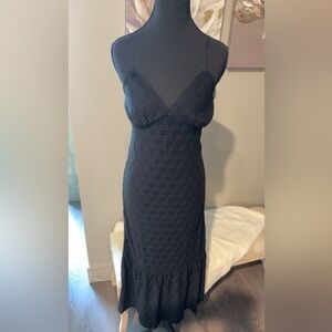 NWT Black Lace Maxi V Neck Ruffle Hem Dress size XS